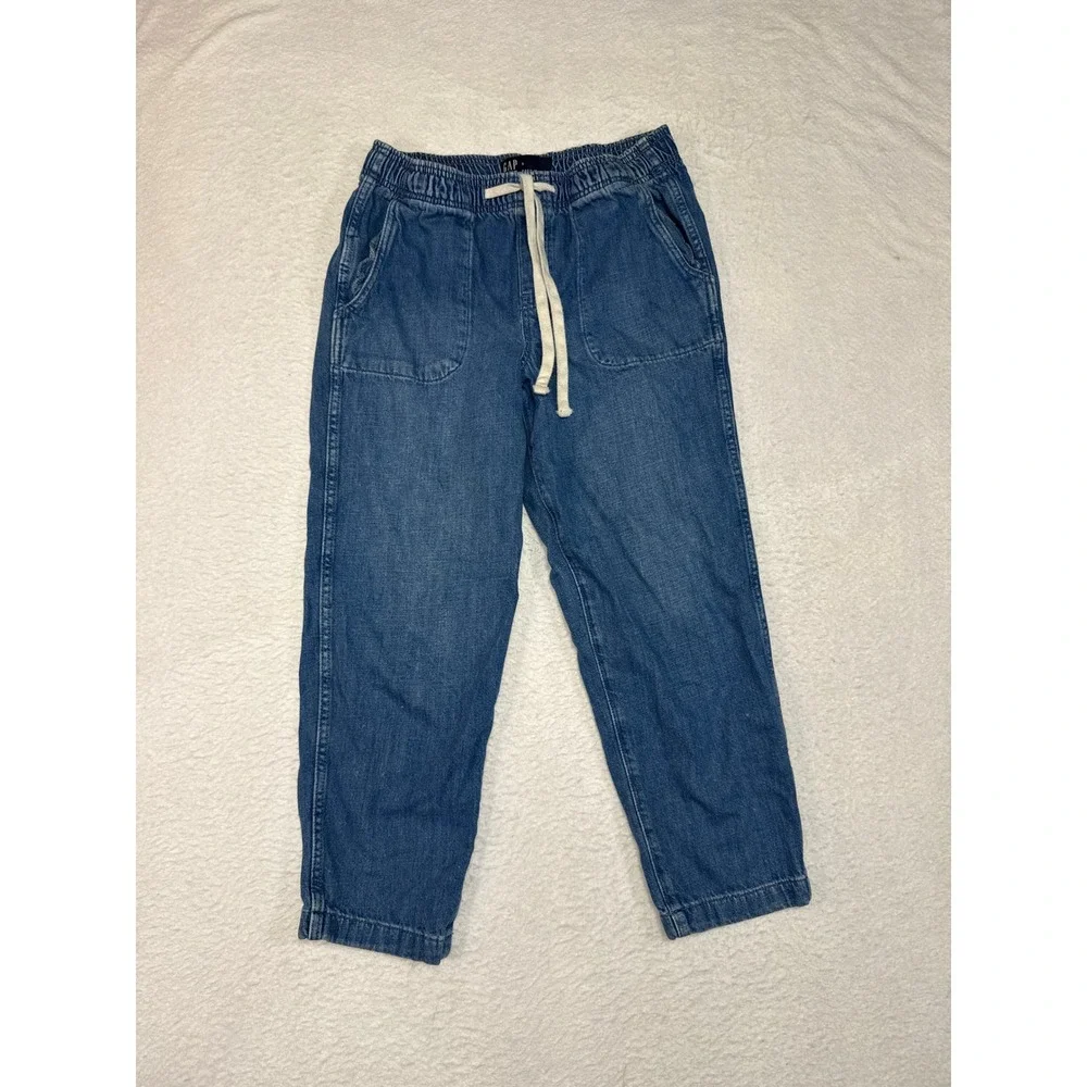 Gap Denim Easy Jean Blue Medium Wash Elastic Waist Drawstring Pants Small